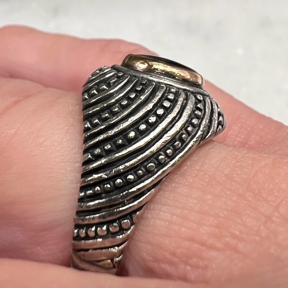 Rare retired James Avery Sterling Silver Black Onyx & 14k GOLD Ring size 6 - Picture 3 of 11